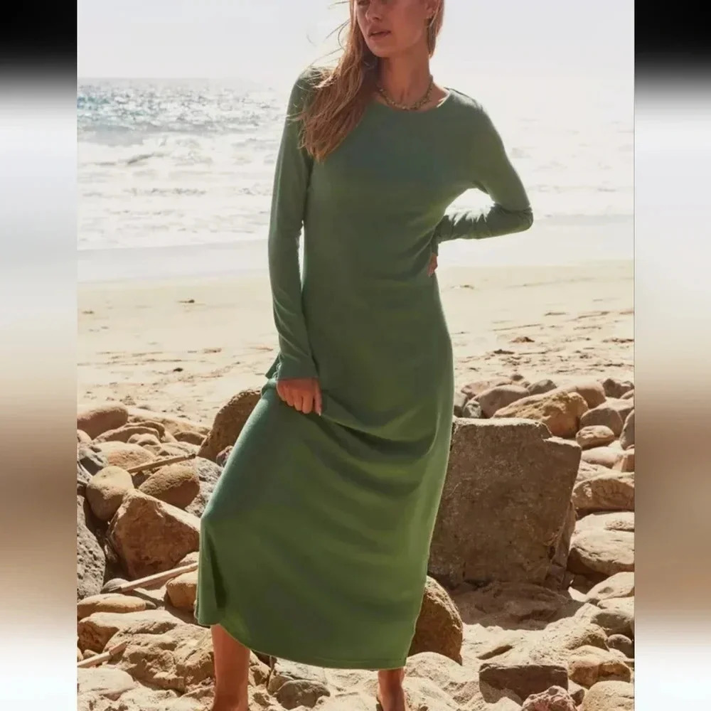 Free People - Aubre Open-Back Essential Maxi Dress Mermaid Green - Picture 1 of 6